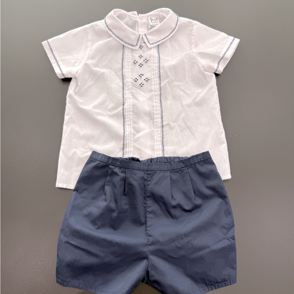 Little Boys (White & Blue shorts set)